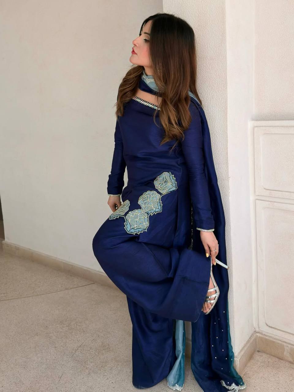 Sapphire Blue Scalloped Couture Set